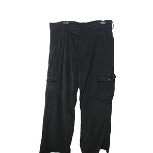 American Eagle Womens Corduroy Cargo Pants Black Stretch‎ 36 Regular